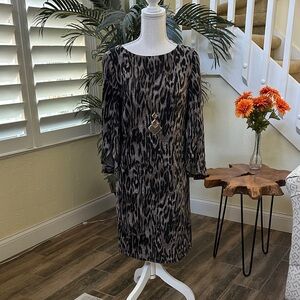 AGB Black and Gray Long Sleeve Dress